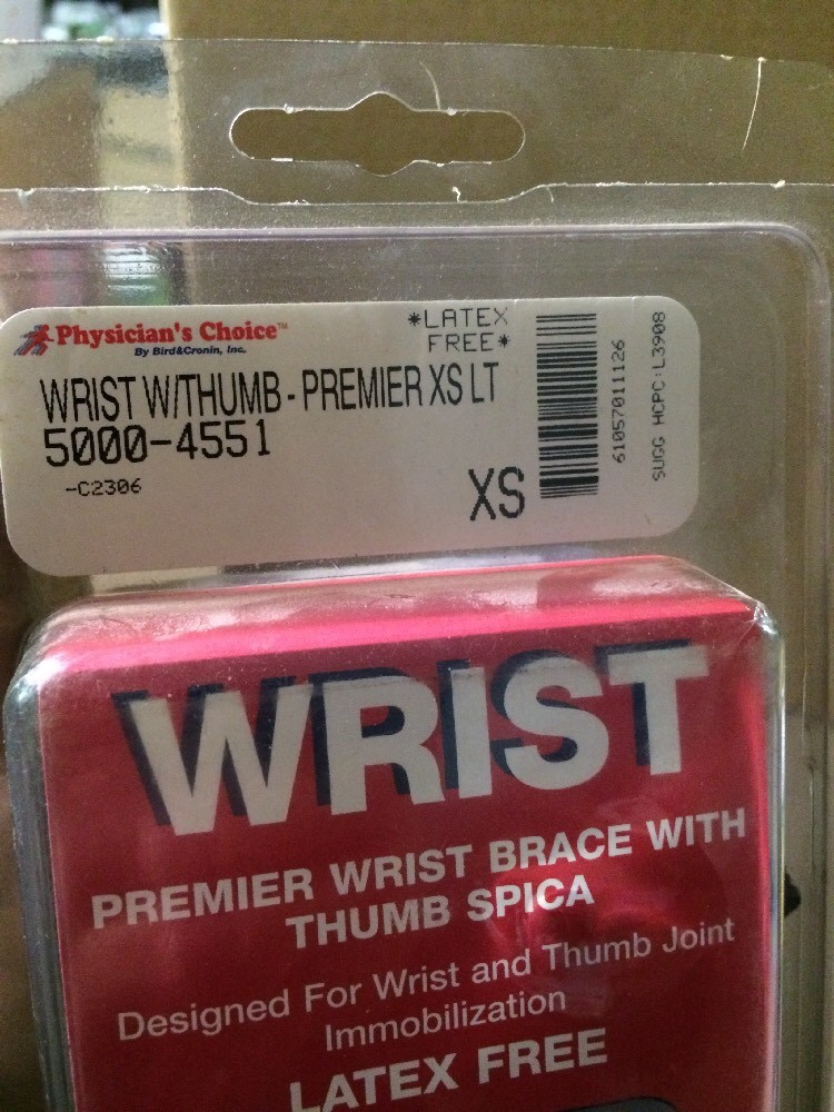 Physicians Choice Premier Wrist Brace Left Size XS #5000-4551 NIP