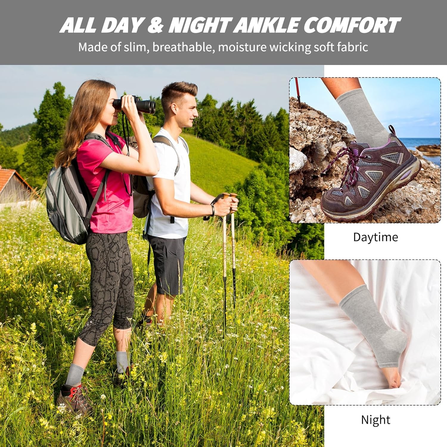 Ankle Compression Sleeve Foot Support Brace Plantar Fasciitis Sock M-L