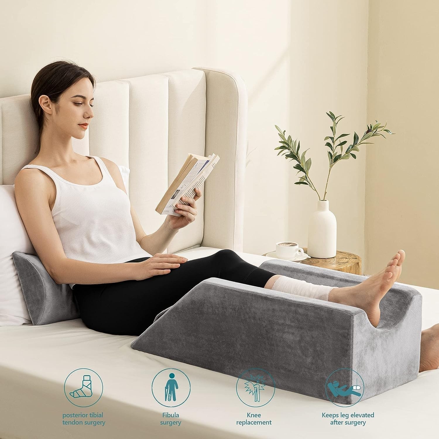 Leg Elevation Pillow Leg/Knee Surgery Recovery Memory Foam Leg Pillow W/ Velvet