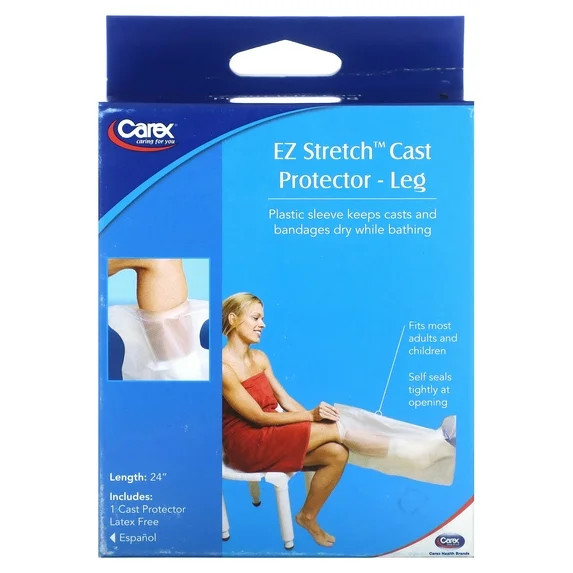 Carex EZ Stretch Cast Protector Leg Latex-Free Fits Most Adults+Kids 16z