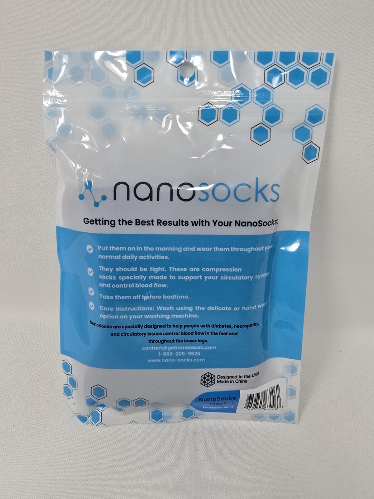 Nanosocks Compression 3D Nano-Weave Technology Nanomx-BK-2, Black, Size 2