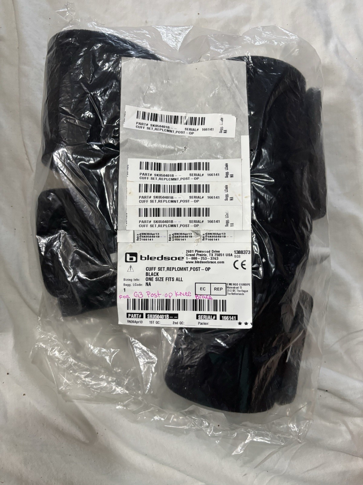 Bledsoe Replacement Cuff Set For G3 Post Op Knee Brace Part #SK050401B