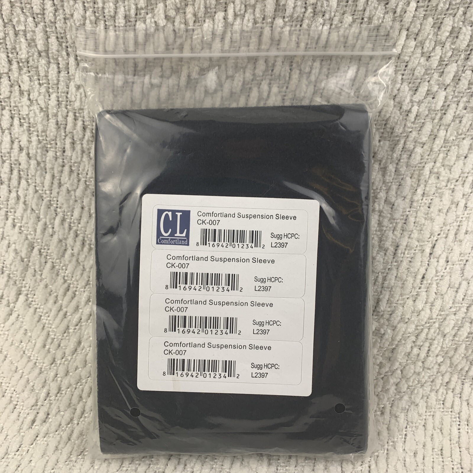 NEW Comfortland CK-007 Knee Brace Suspension Sleeve L2397 Black Comfort Land