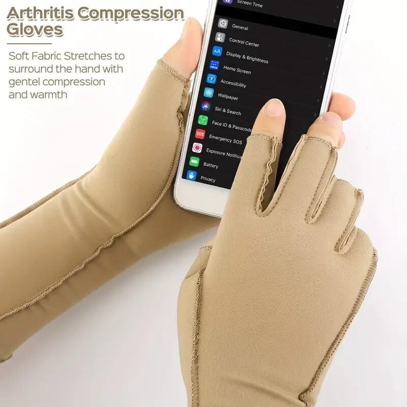 3 Pairs Arthritis Compression Gloves Outside Seams Fingerless Compression Gloves