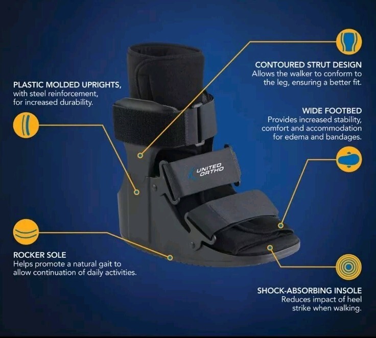 United Ortho Short Cam Walker Fracture Boot Medium Black Unisex See Size Chart