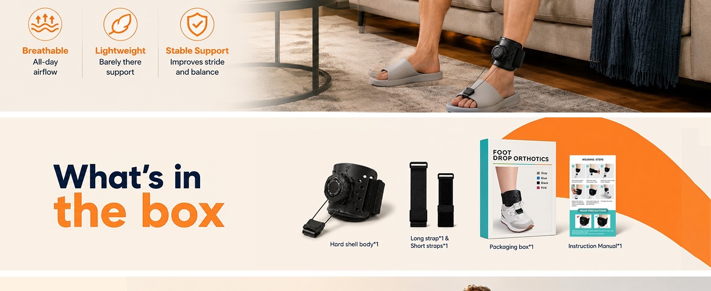 Foot Drop Brace adjustable Soft Walking Support Longer Comfort Straps Orthotics