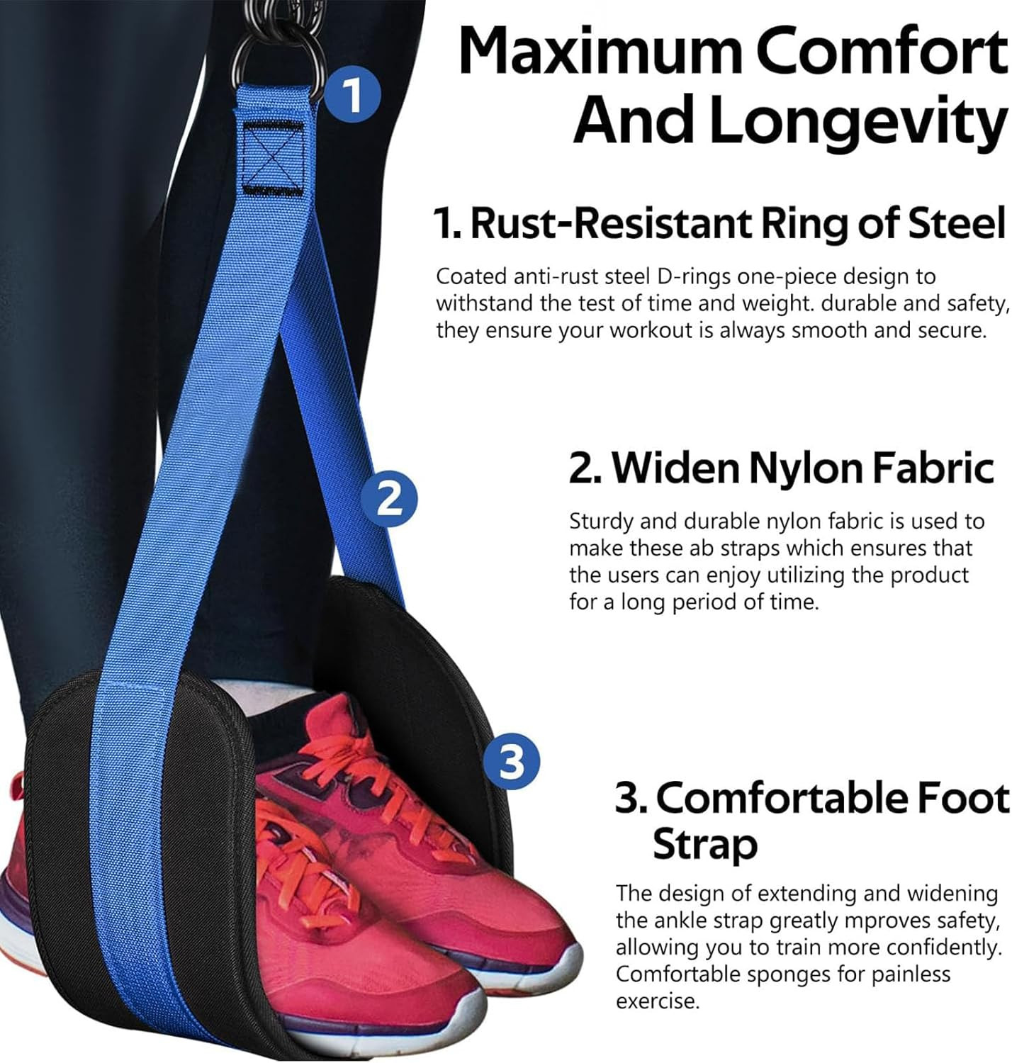 Adjustable Heavy Duty Pull up Assistance Bands with Fabric Feet and Knee Rest –