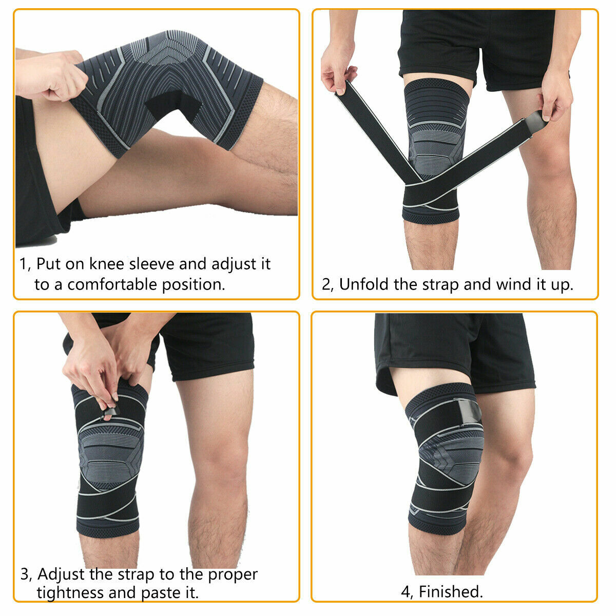 1 Pair Knee Braces Sleeve Support Pattela For Sports Joint Pain Arthritis Relief