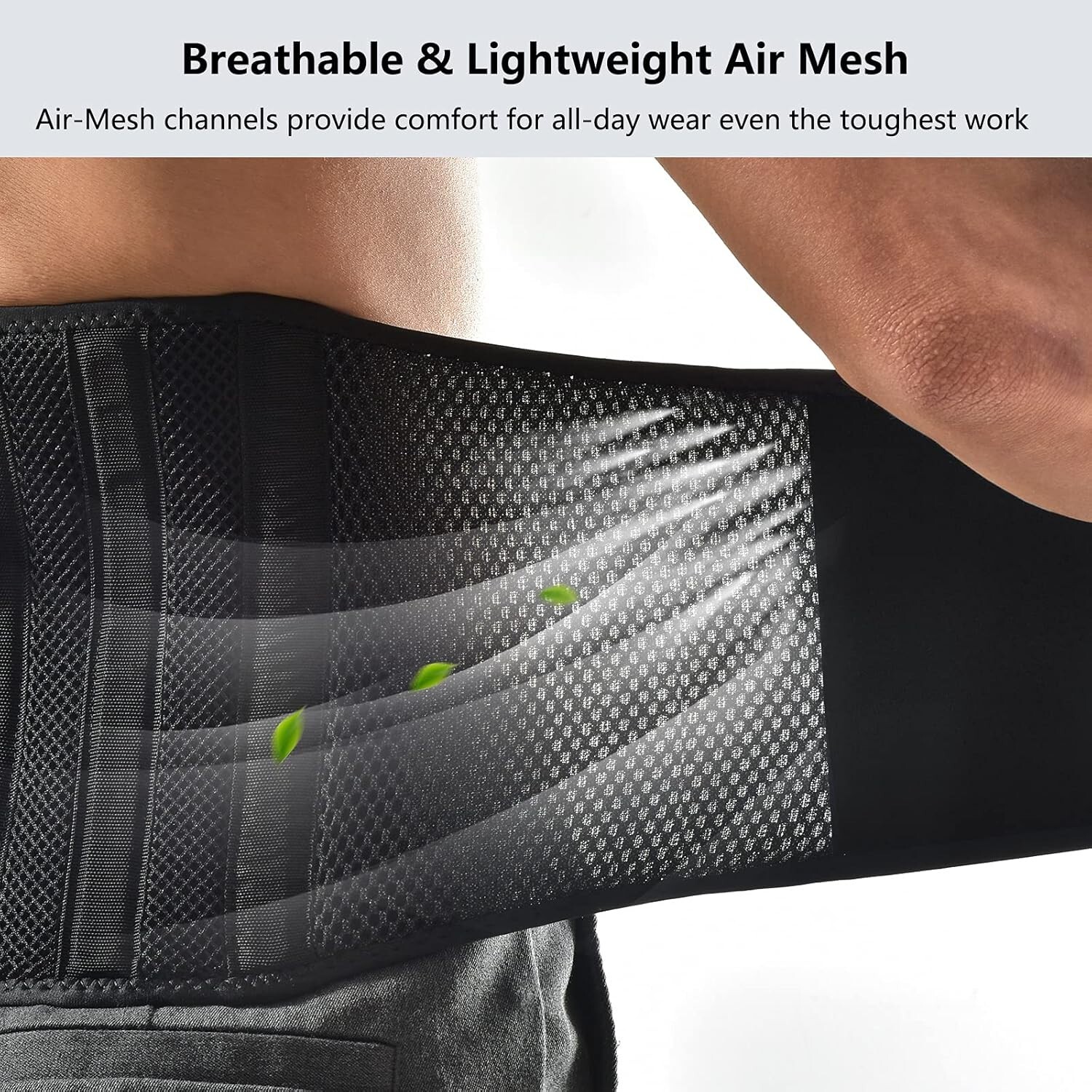Air Mesh Back Brace for Men Women Lower Back Pain Relief with 7 Stays Anti skid