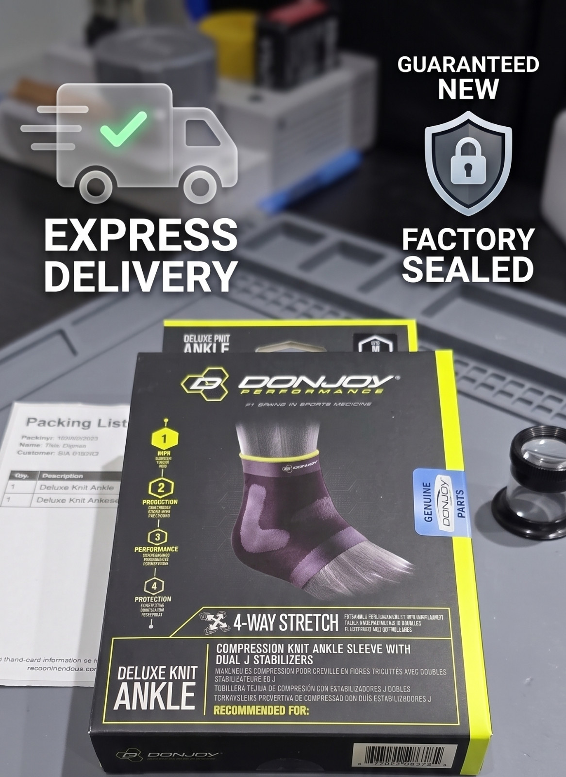 DonJoy Deluxe 4-Way Stretch Compression Knit Ankle Sleeve – M Medium NEW IN BOX