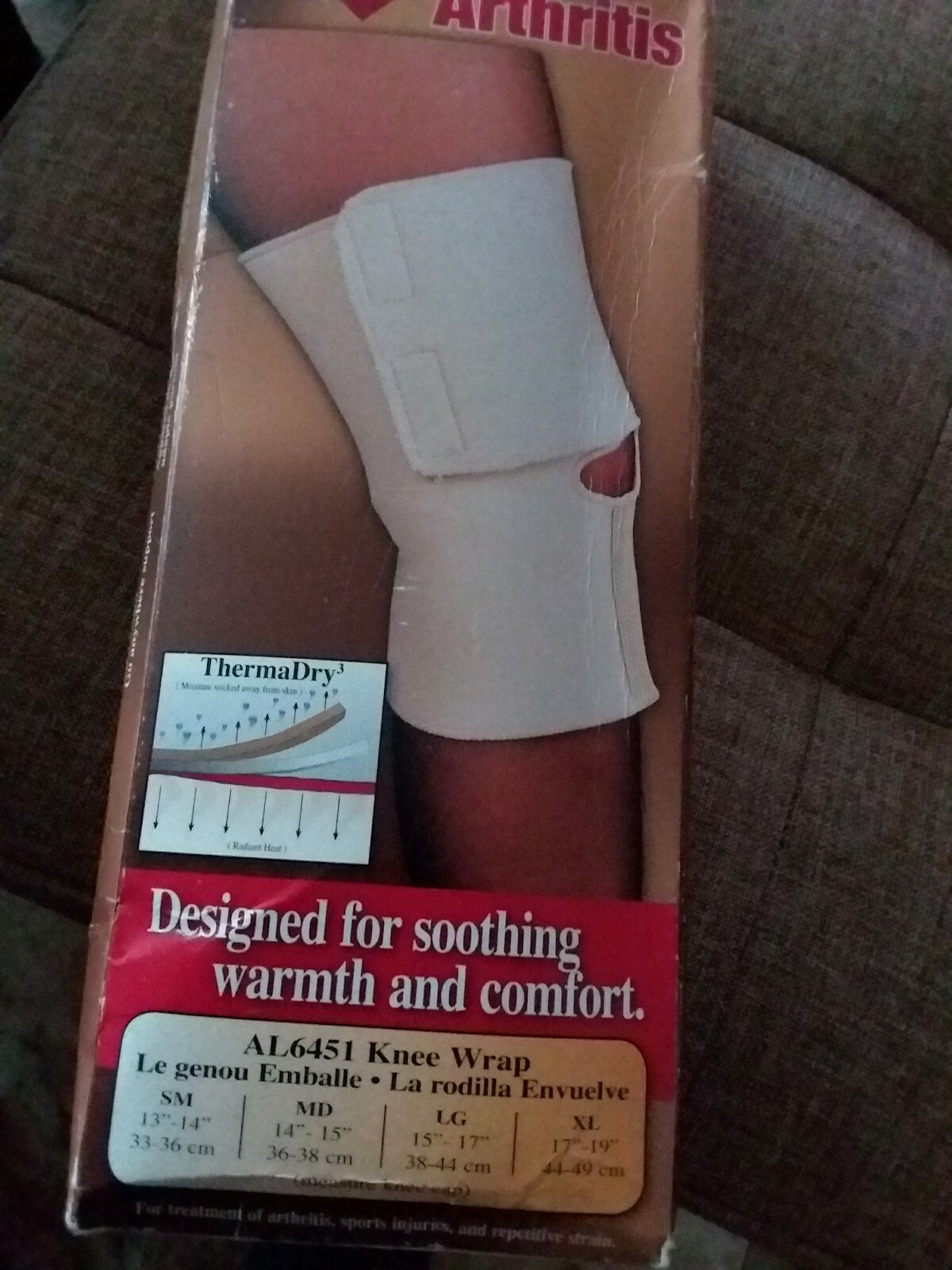 ThermalDry 3-Layers Support Knee Wrap Brace Arthritis Pain Relief size Small