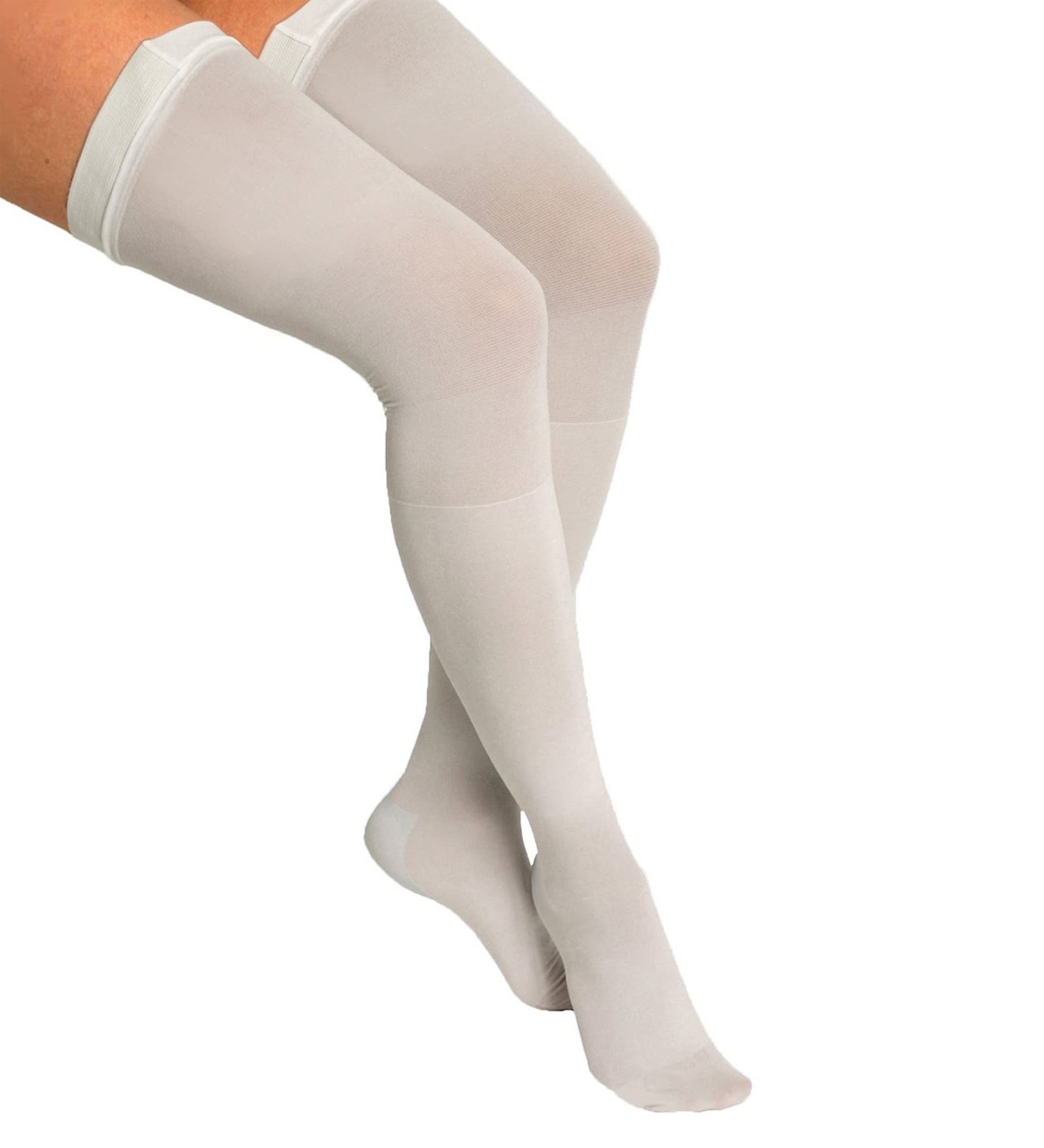 ITA-MED Anti-Embolism Thigh High Stockings for Men & Large (1 Pair), White