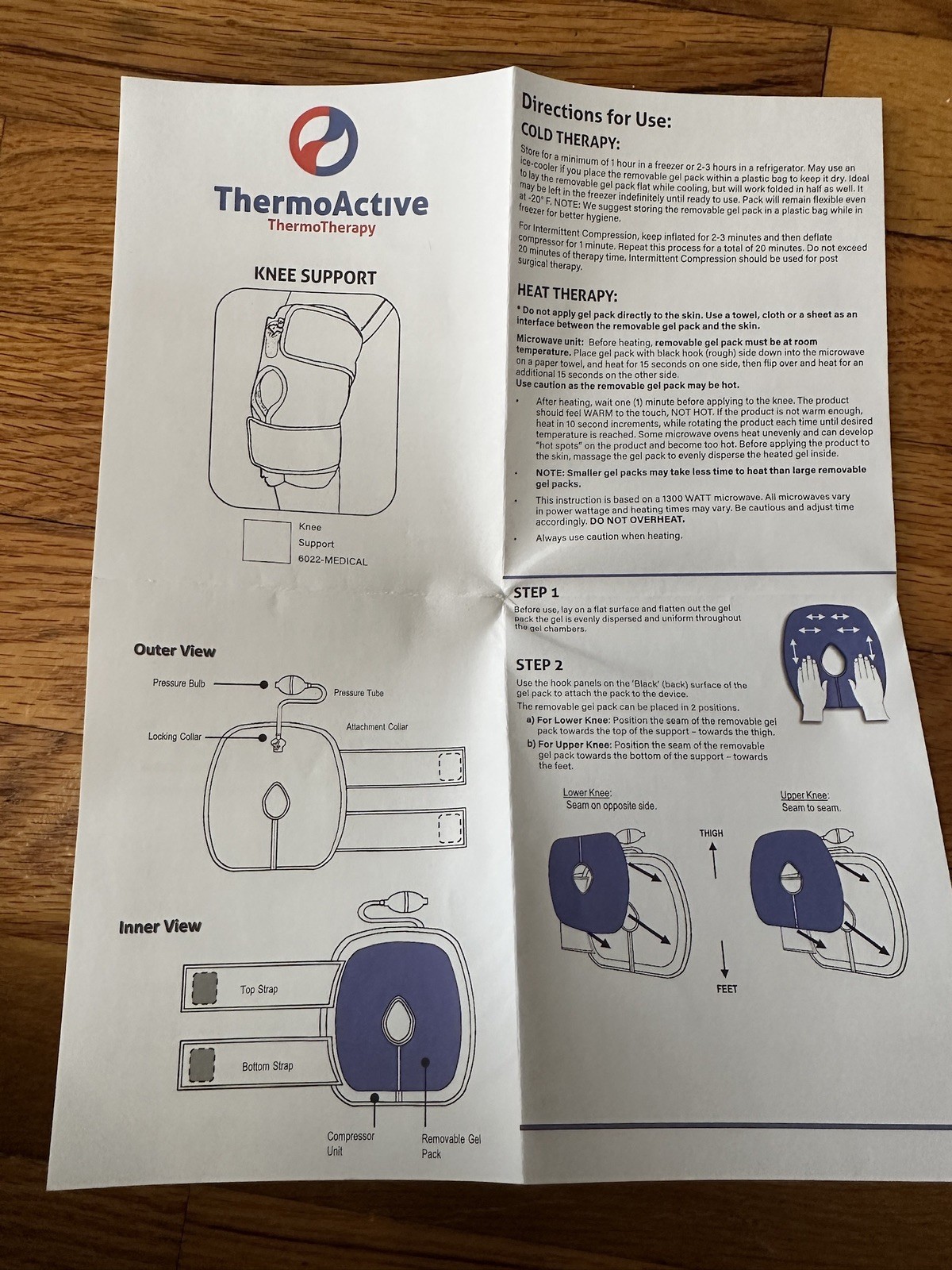 ThermoActive Knee Support Compression Therapy #6022 No Extra Pad