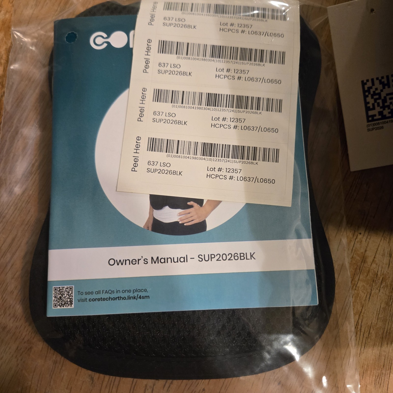 Core Tech 637 LSO Adjustable Back Brace SUP2026 New in package