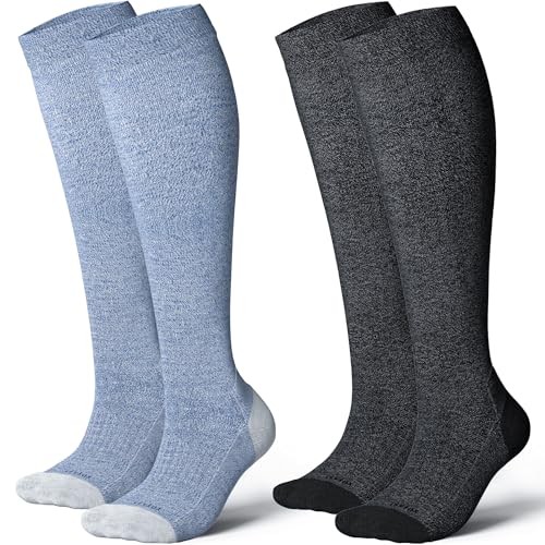 Bamboo Viscose Graduated Compression Socks for Women&Men – Large Navy/Grey