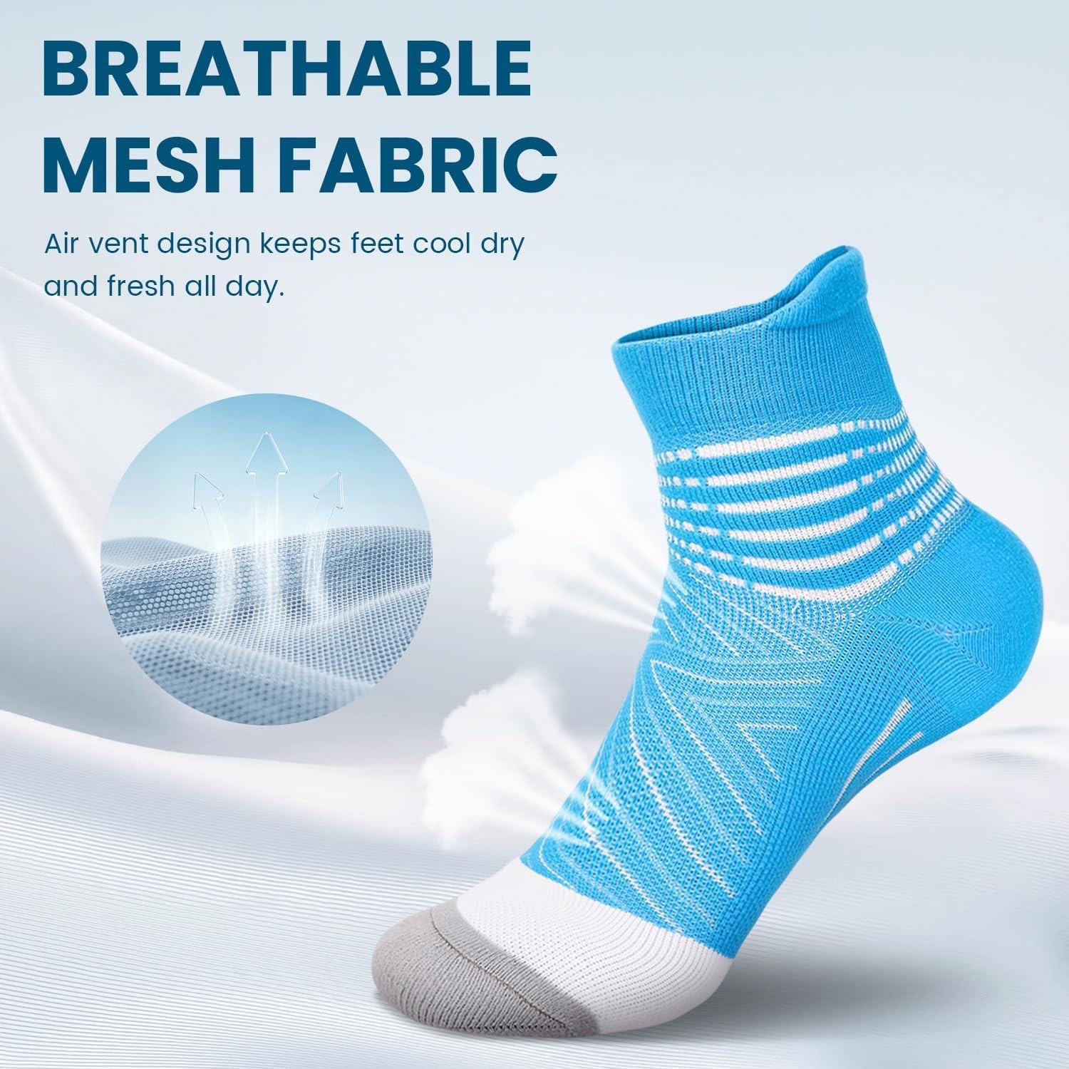3-Pack Women’s Compression Ankle Socks – Cushioned Relief for Plantar Fasciitis