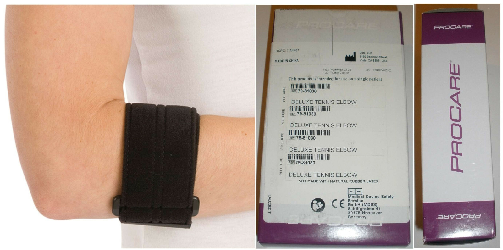 DJO PROCARE Tennis Elbow Deluxe Forearm Support Brace Strap UNIV BLK 79-81030 2″