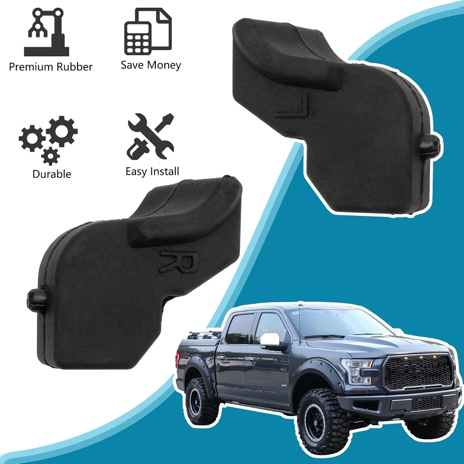 Upgraded Left & Right Tailgate Rubber Bumper Stopper Kit with 4 Metal & 4 Plasti
