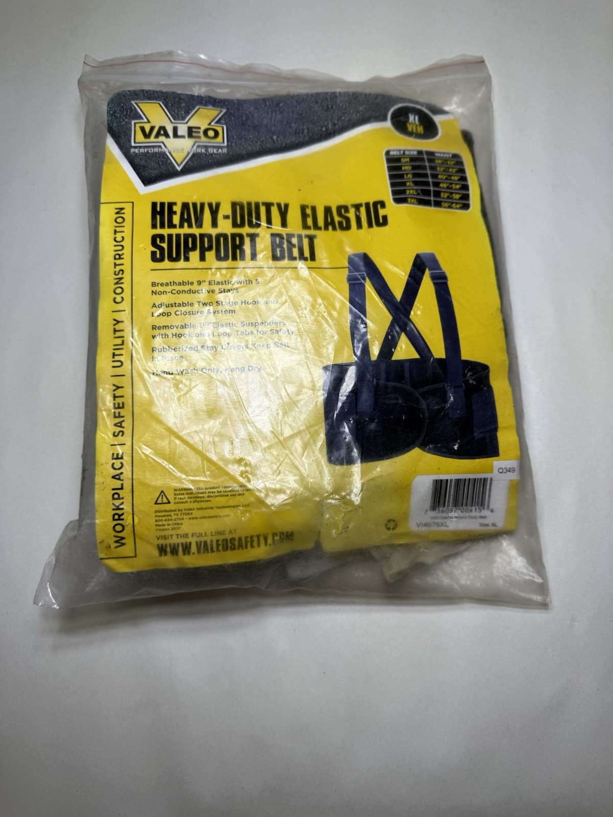 Heavy Duty Elastic Support Belt Size XL NEW Valeo Workplace Safety