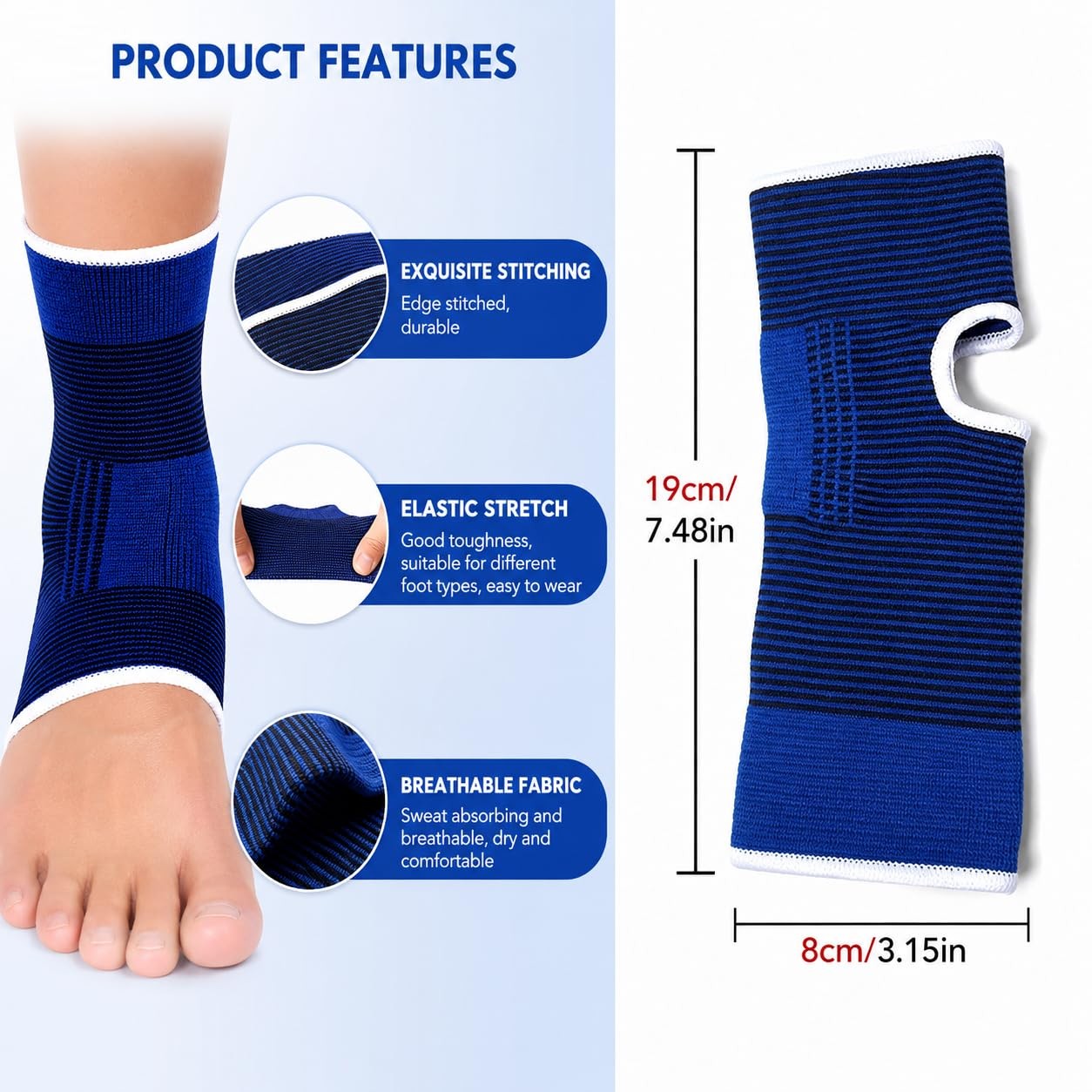 LUXXII 2 Pack Compression Ankle Brace Support 2 Count (Pack of 1), White