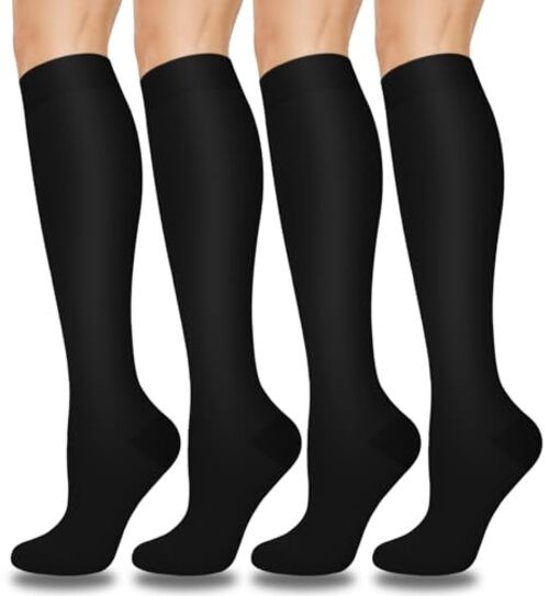 Compression Socks for Women & Men 4 Pairs, Best Support Large-X-Large Black