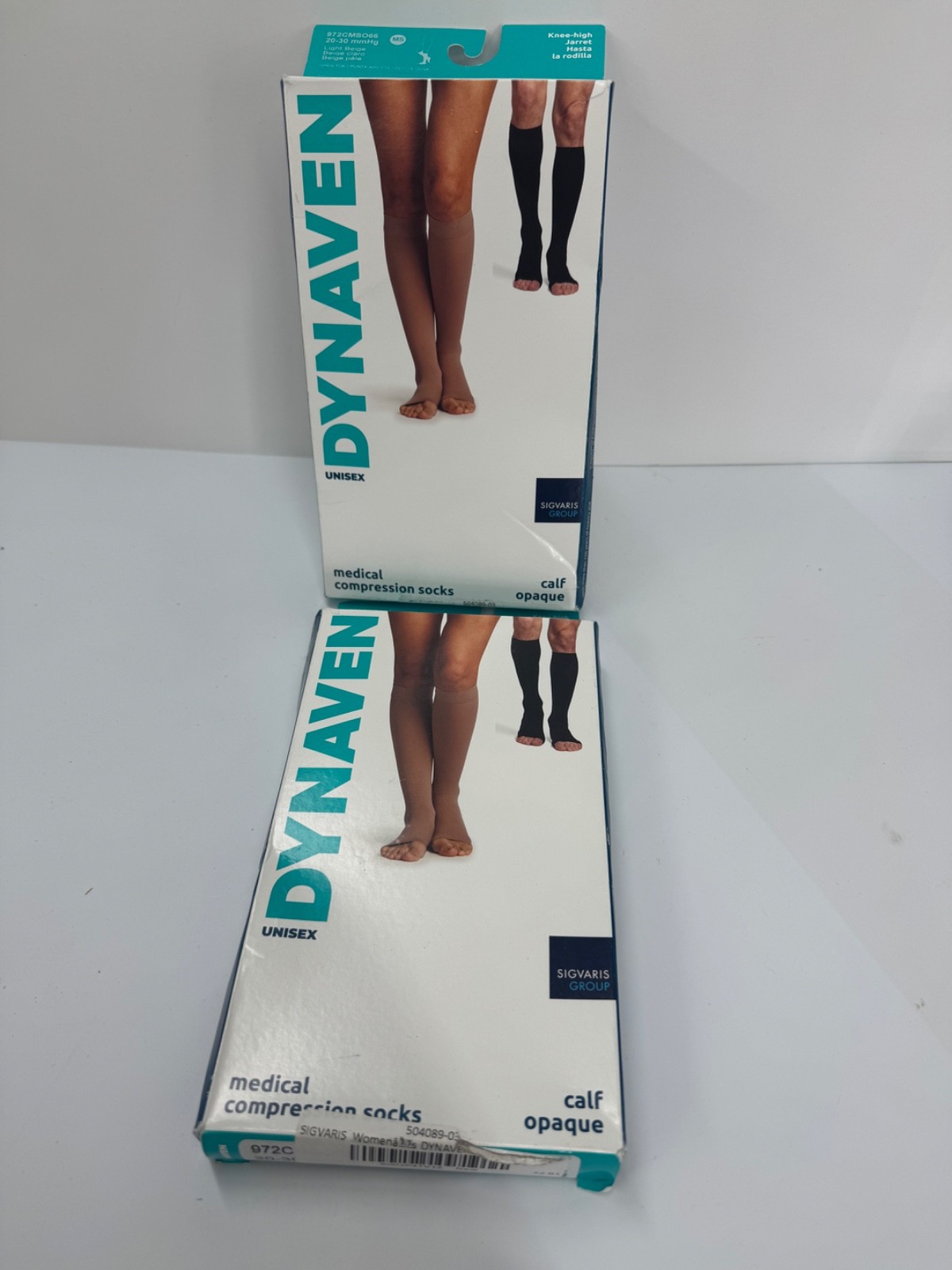 Size MS light Beige SIGVARIS Women’s DYNAVEN Open Toe Calf-High Socks 20-30mmHg