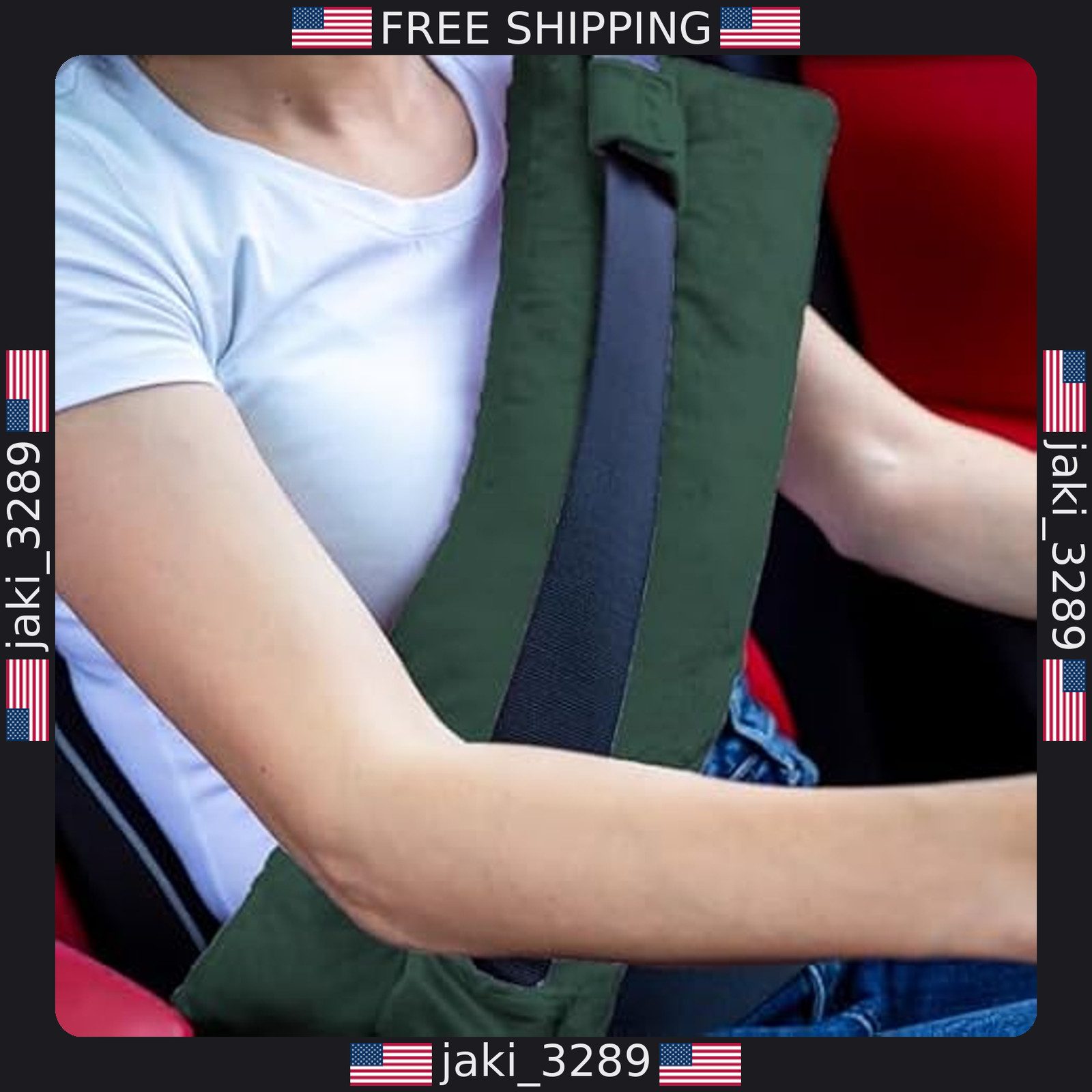 Mastectomy Pillow – Post Surgery Seat Belt Protector for Recovery (Dark Green)