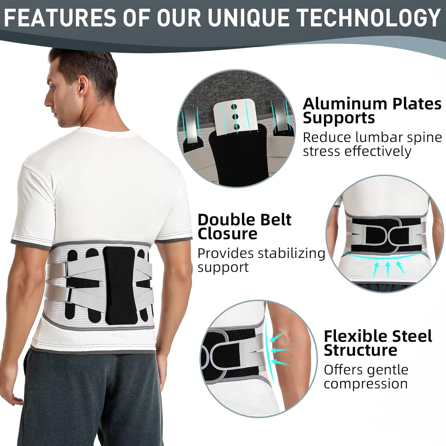 Back Brace for Lower Back Pain – Lumbar Support with Bionic Support System, Adju