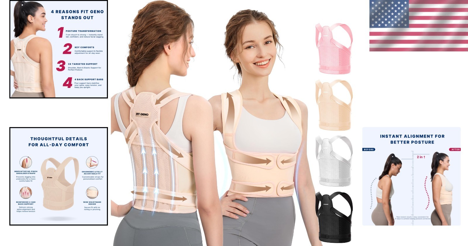 Men’s & Women’s Back Support Brace – Adjustable Posture Corrector for Comfort