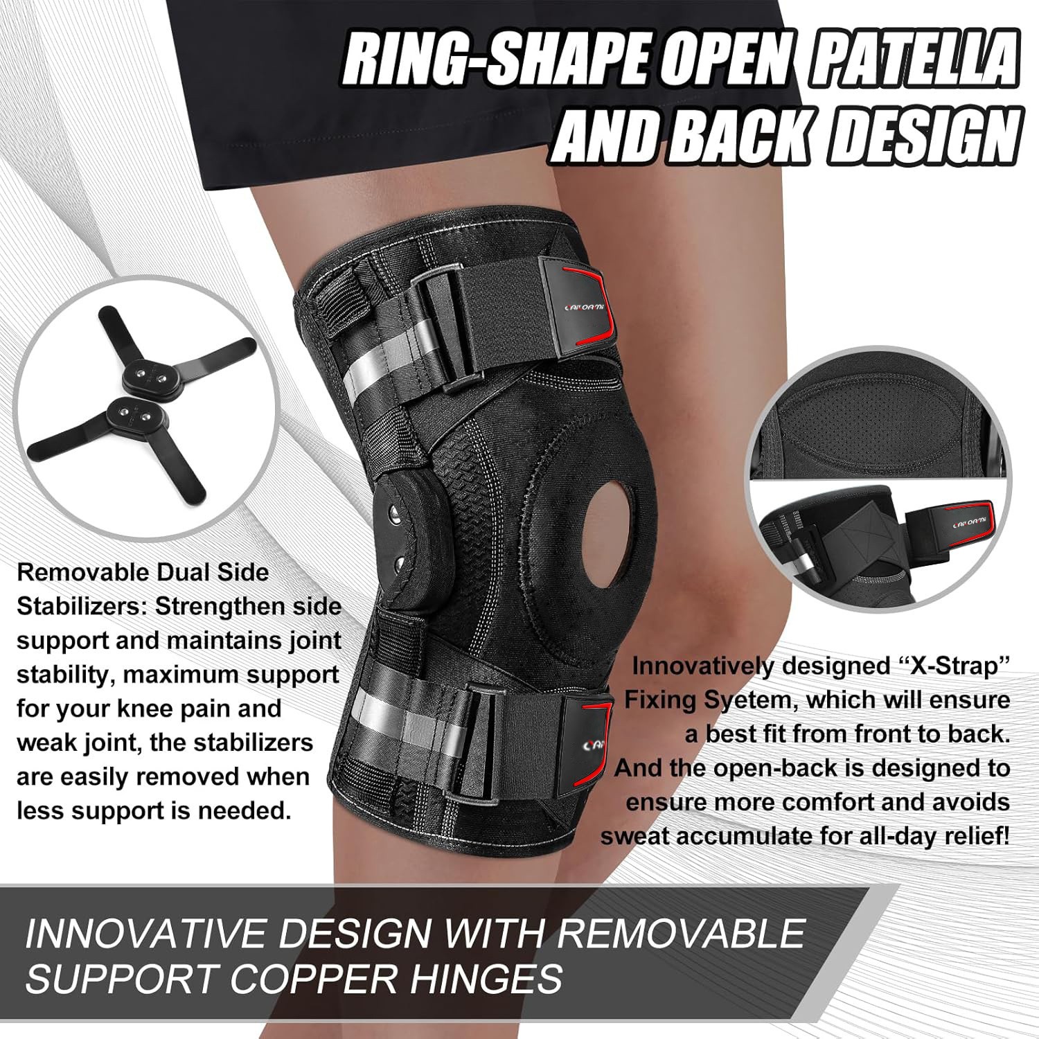 Adjustable Knee Brace with Side Springs & Patella Pad – Sports Running Arthritis