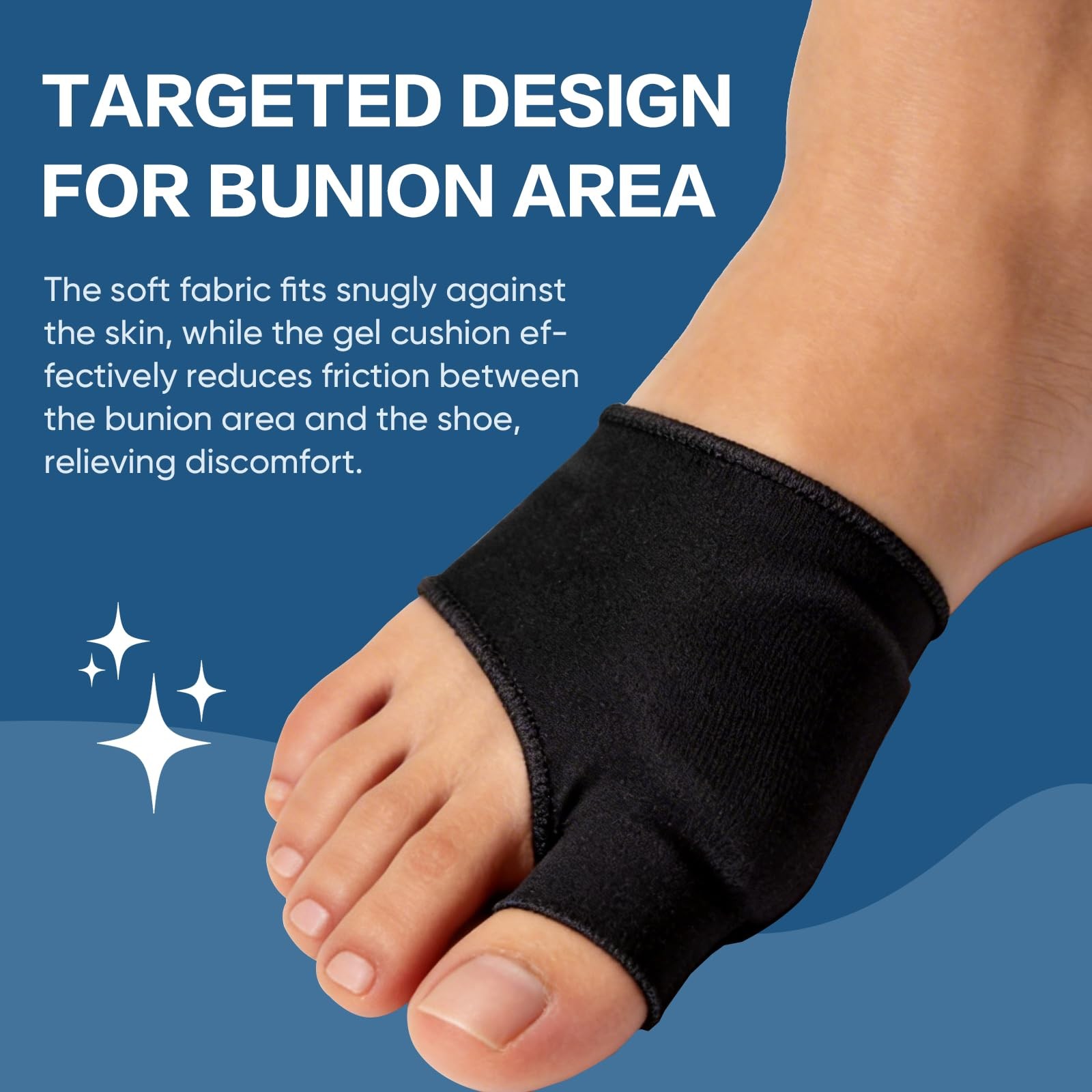TEAWOO 2Pcs Bunion Relief Sleeves, Big Toe Corrector One Size, Black