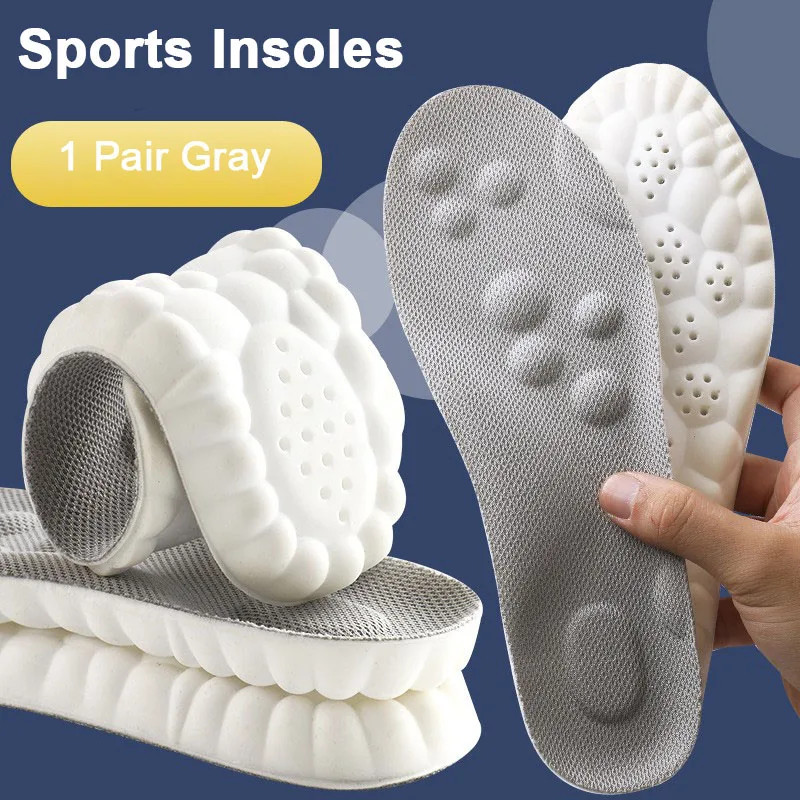 4D Latex Sports Shoes Insoles Super Soft High Elasticity Shoe Pads Anti-pain Deo