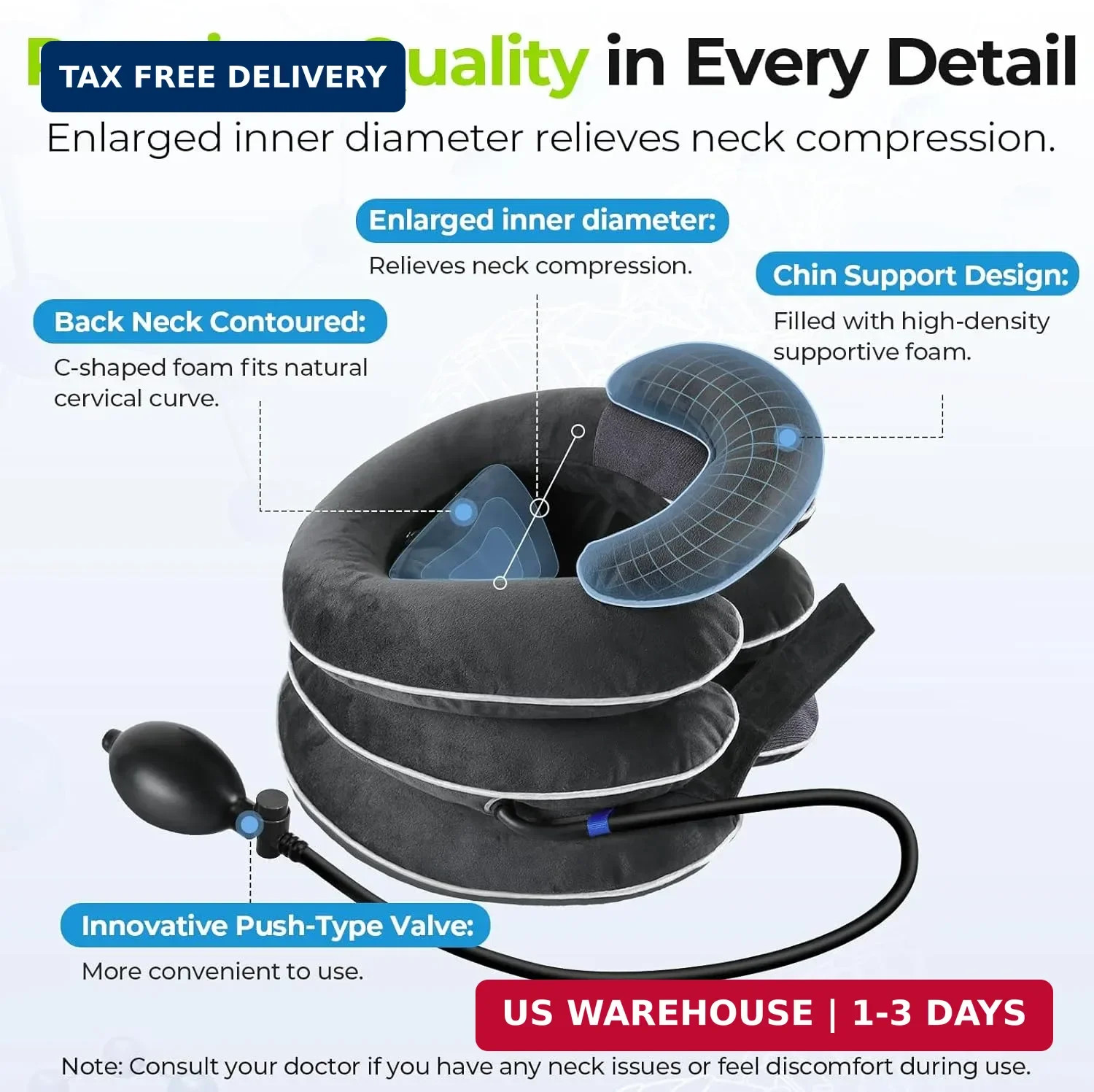 Inflatable Neck Stretcher for Cervical Traction, Cervical Stretcher with 3