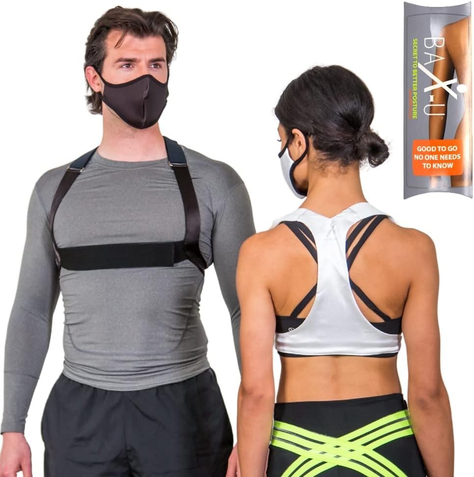 baX-u BAX002W Adjustable Posture Support Brace Medium 36-42″ White