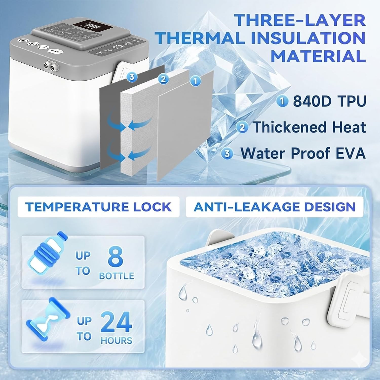 Cold Therapy Machine Knee Ice Pump 2.4G Remote 13 Timers 3 Flow Modes