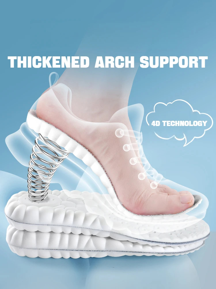 1Pair Arch Support Orthopedic Inserts Sports Shock Absorption Shoe Pads 4D Soft