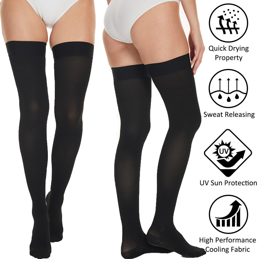 3 Pare medias de compresion De Muslo para varices 30-40 punta para hombre mujer