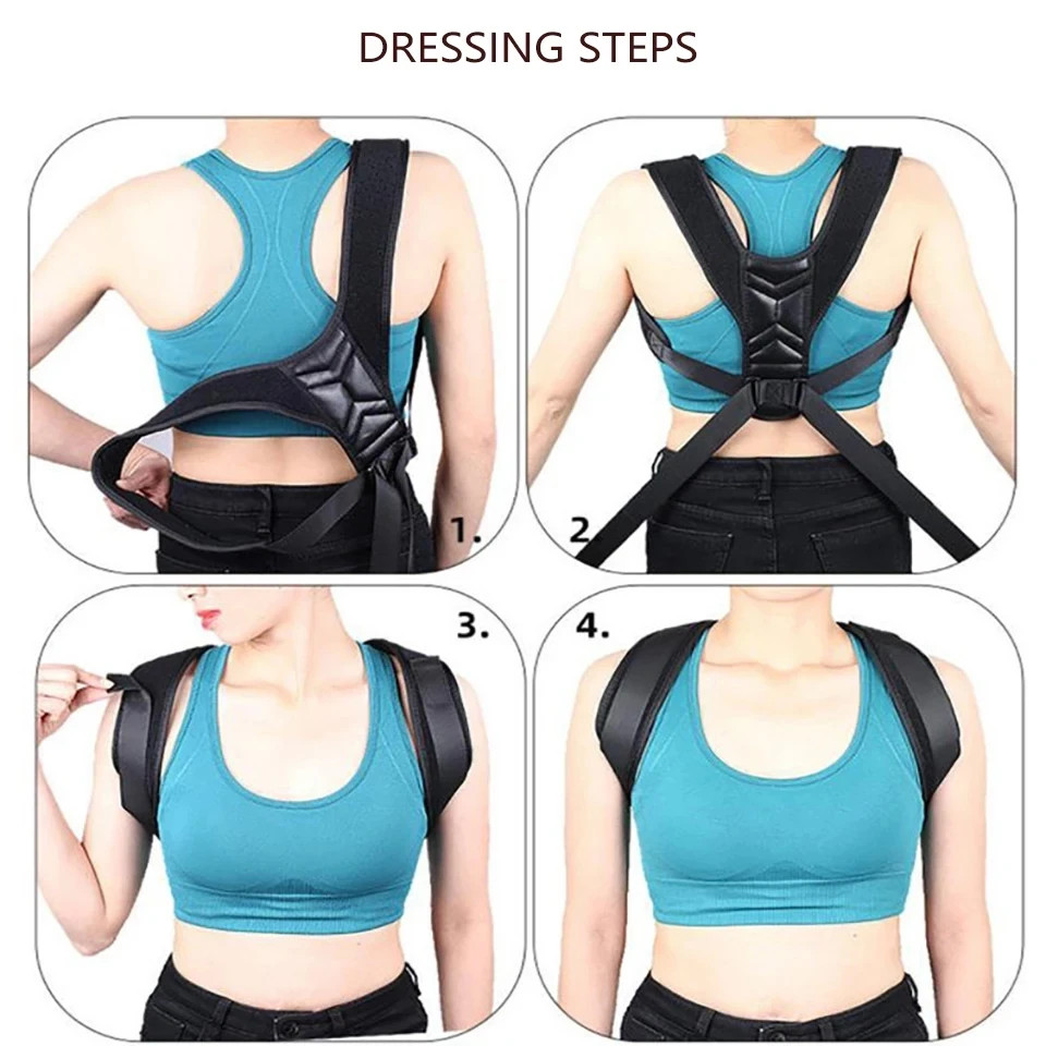 Adjustable Back Posture Corrector Neck Brace Training Equipment Home Office Man