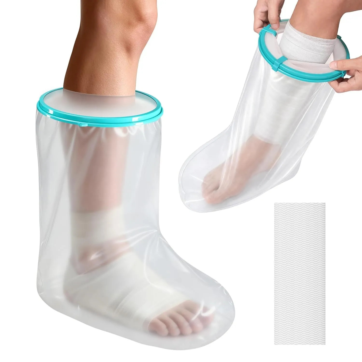 Waterproof Ankle Cast Cover With Anti Slip Pad And Clasps For Shower Protection
