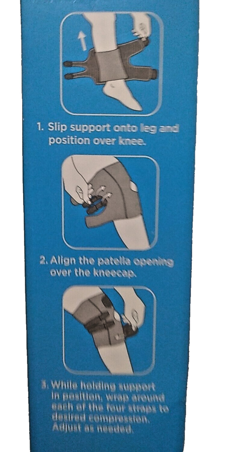 Walgreens ~Knee Support w/ 4 Straps ~Adjustable ~1 Size Fits Most ~Left Or Right