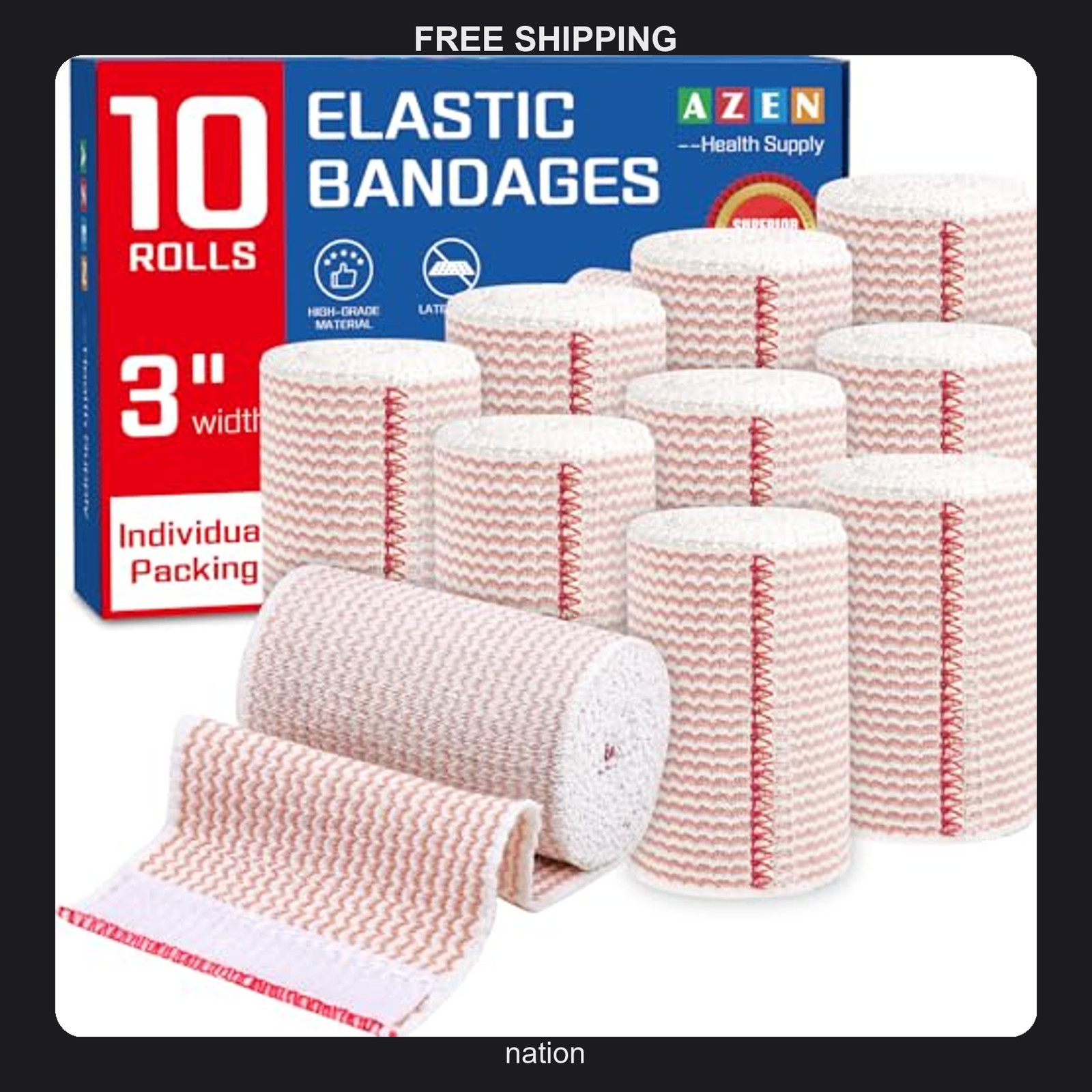 10 Pack Elastic Bandages 3 Inch Support for Legs and Joints