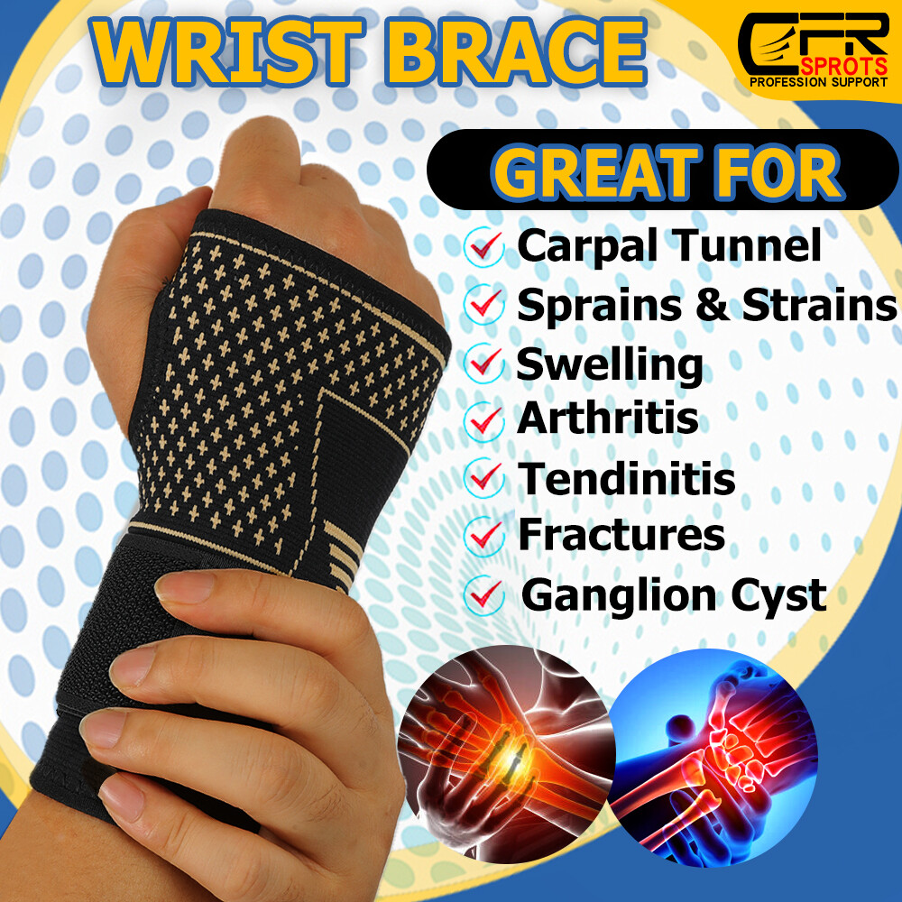 Copper Wrist Compression Glove Hand Support Pain Relief Joint Self Care Single