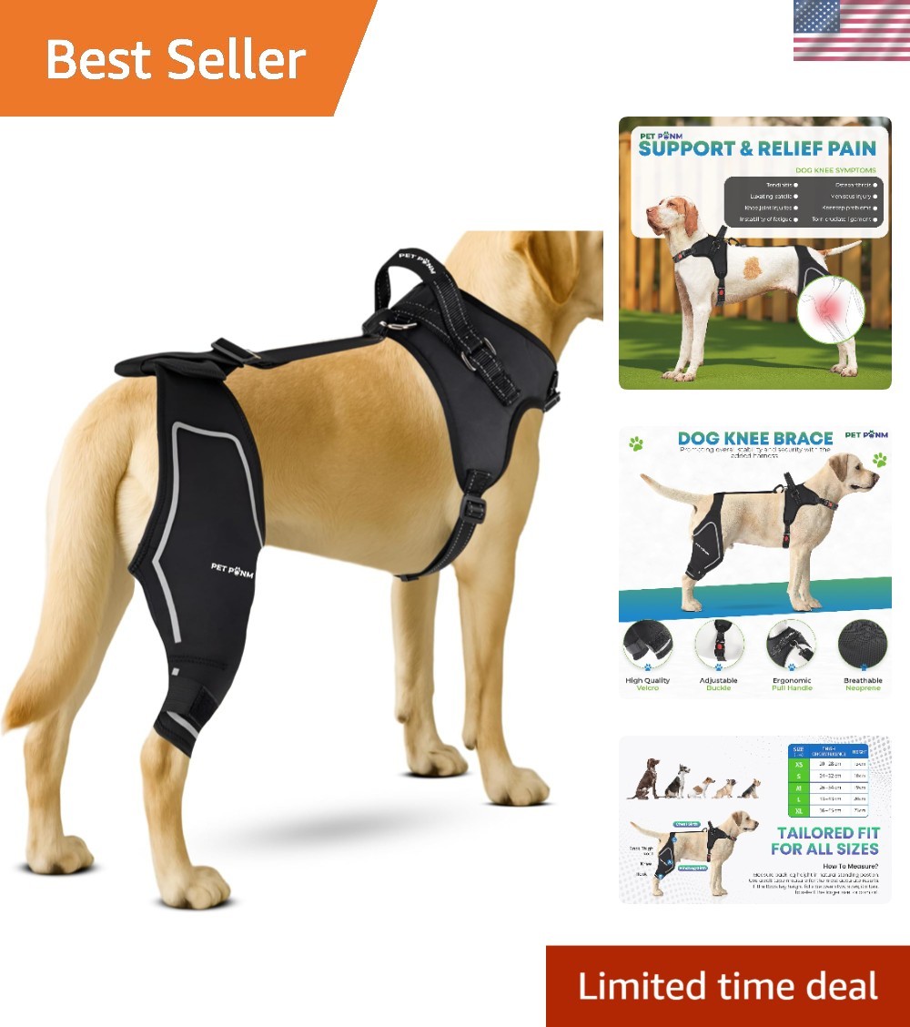 Comfortable Neoprene Dog Knee Brace with Harness – Ideal for Mobility & Recovery