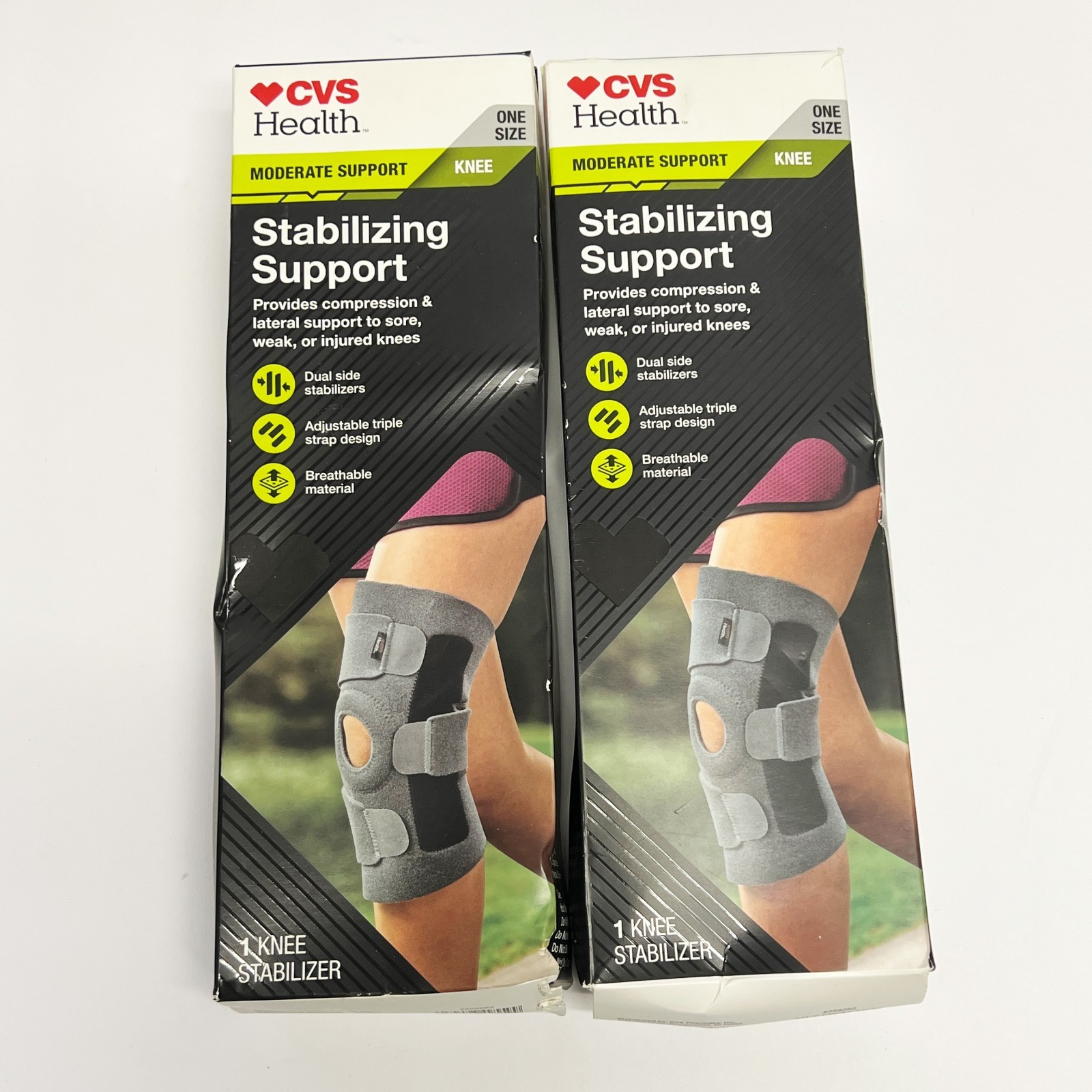2 CVS Adjustable Stabilizing Knee Support One Size Fits Most NEW