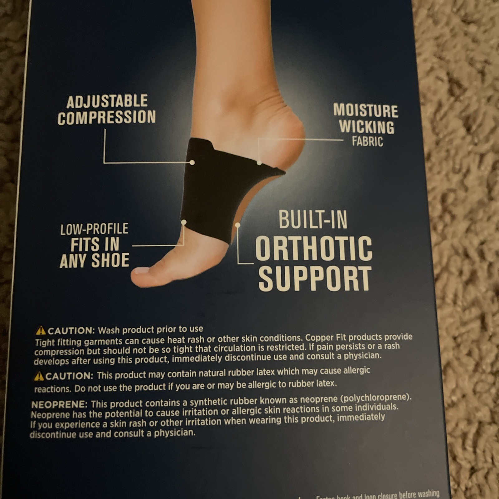 1 Copper Fit Health Unisex Arch Relief Plus Built-In Orthotic Support Black