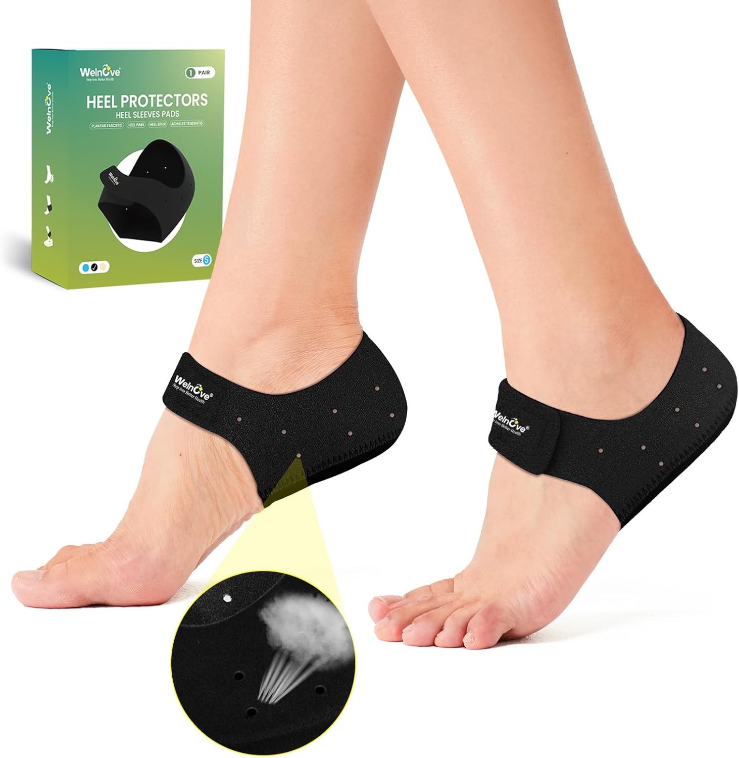 Welnove Gel Heel Cups for Pain Relief – Plantar Fasciitis, Spurs, Cracked Heel