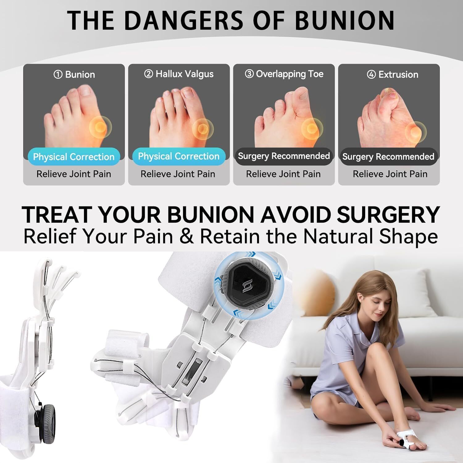 Toe Separator Hallux Valgus Bunion Corrector Orthotics Adjuster Correction Sport