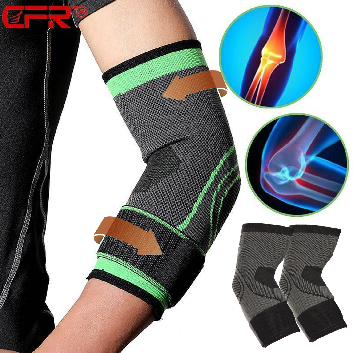 Compression Elbow Sleeve Brace Wrap Support fit Arthritis Tendonitis Pain Relief