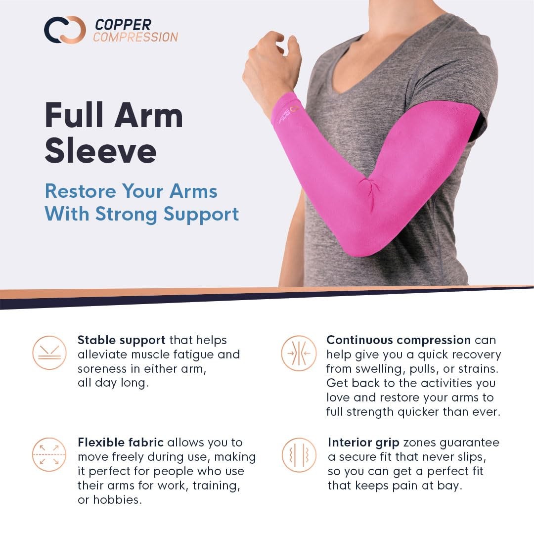 Arm Sleeve – Copper Infused Full Arm Brace for Forearm, Bicep, Triceps – Tenn…