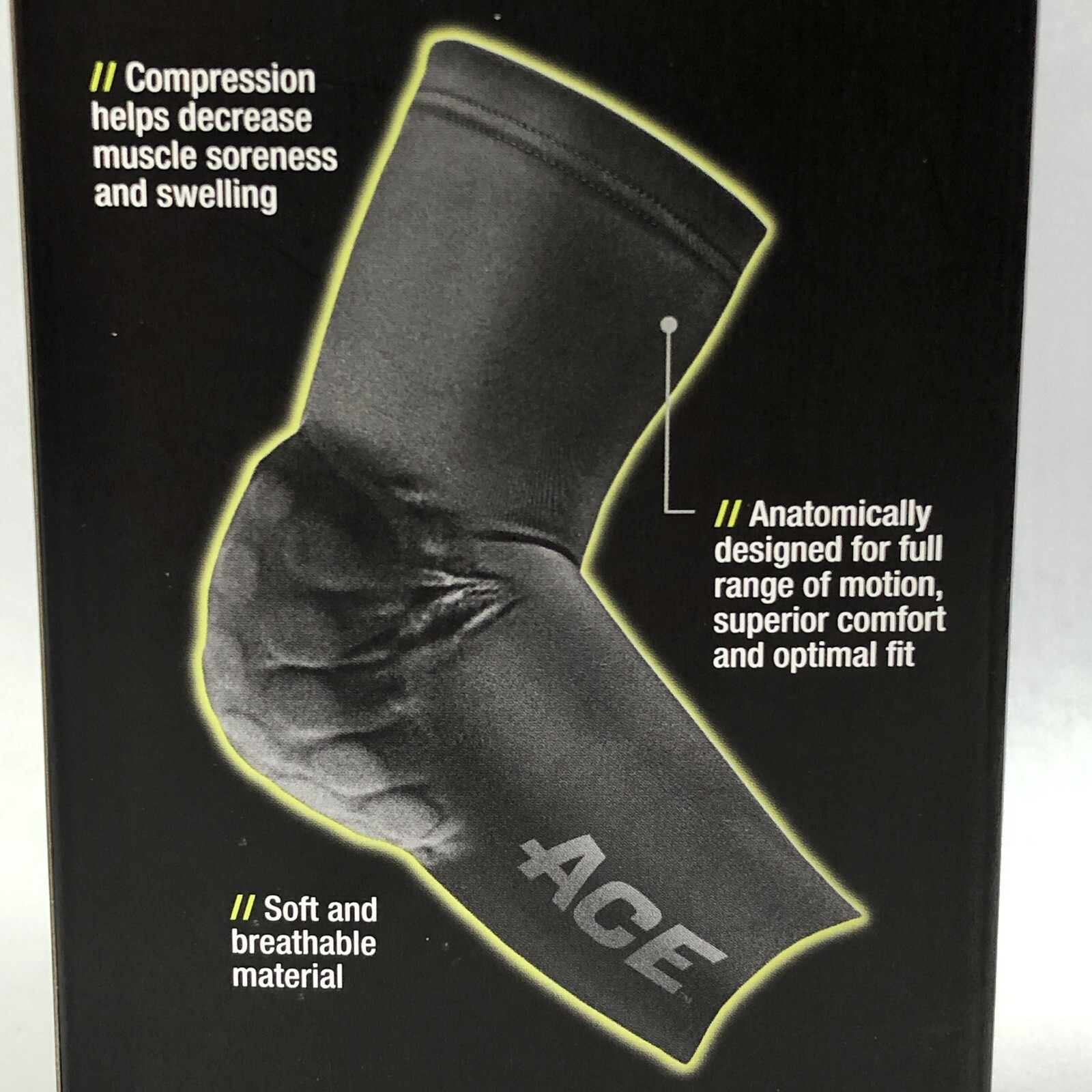 ACE Compression Elbow Sleeve with Pad Abrasion Protection Size SM/M Mild Support